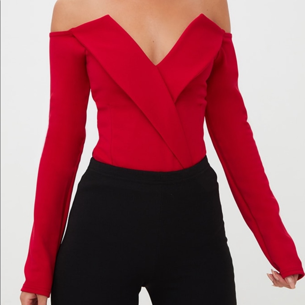 Red blazer bodysuit